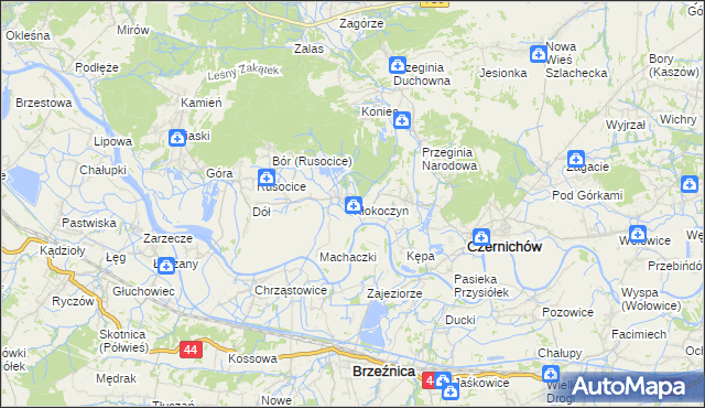 mapa Kłokoczyn gmina Czernichów, Kłokoczyn gmina Czernichów na mapie Targeo