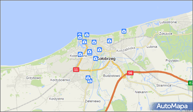 mapa Kołobrzegu, Kołobrzeg na mapie Targeo