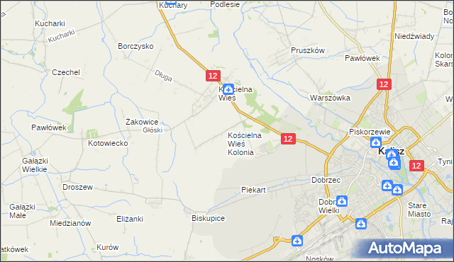 mapa Kościelna Wieś Kolonia, Kościelna Wieś Kolonia na mapie Targeo