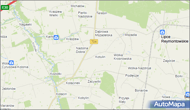 mapa Kotulin gmina Rogów, Kotulin gmina Rogów na mapie Targeo