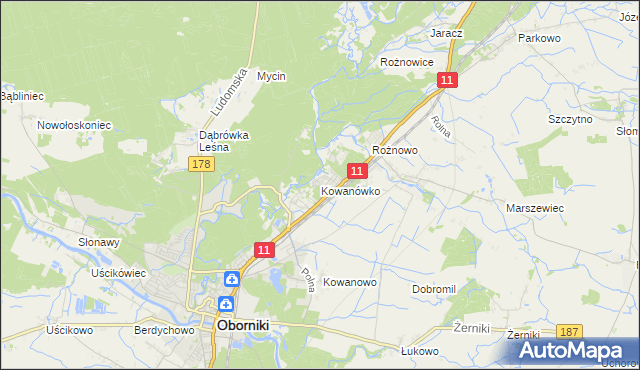 mapa Kowanówko, Kowanówko na mapie Targeo