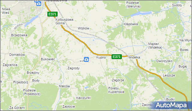 mapa Kupno gmina Kolbuszowa, Kupno gmina Kolbuszowa na mapie Targeo