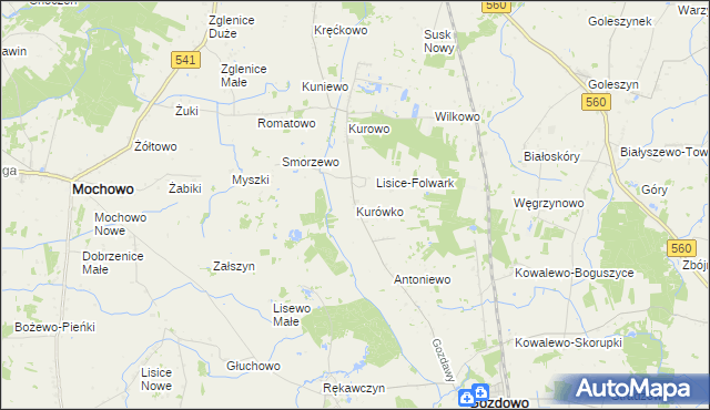 mapa Kurówko gmina Gozdowo, Kurówko gmina Gozdowo na mapie Targeo