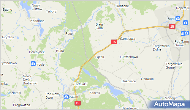 mapa Łążek gmina Lubawa, Łążek gmina Lubawa na mapie Targeo