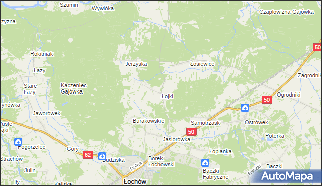 mapa Łojki gmina Łochów, Łojki gmina Łochów na mapie Targeo