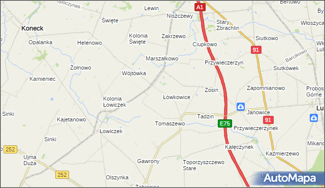 mapa Łówkowice, Łówkowice na mapie Targeo