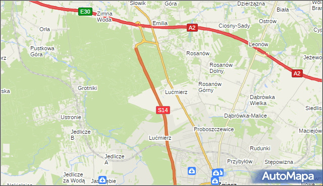 mapa Lućmierz-Las, Lućmierz-Las na mapie Targeo