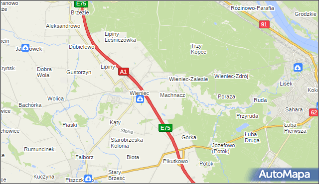 mapa Machnacz gmina Brześć Kujawski, Machnacz gmina Brześć Kujawski na mapie Targeo