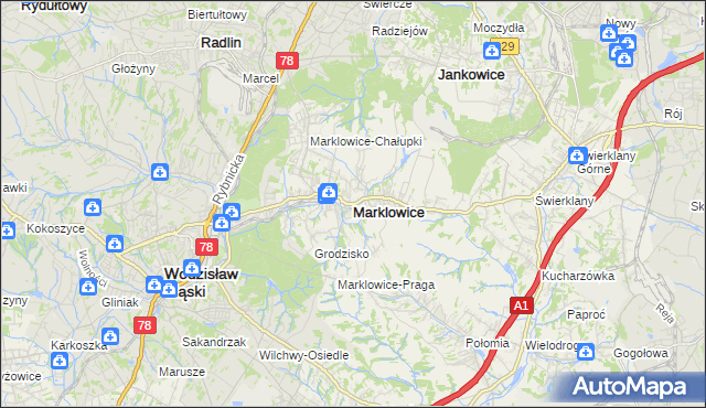 mapa Marklowice, Marklowice na mapie Targeo