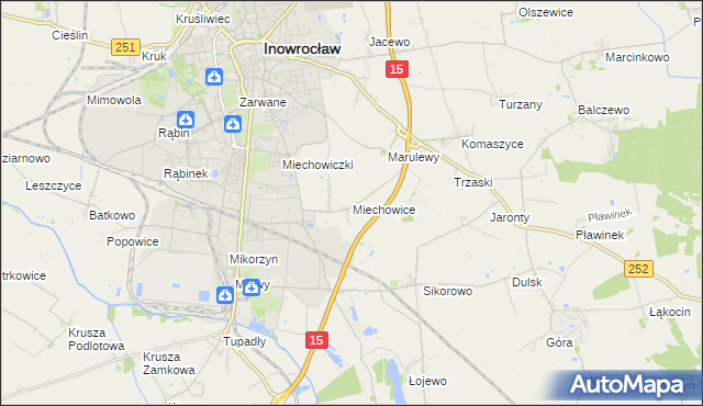 mapa Miechowice gmina Inowrocław, Miechowice gmina Inowrocław na mapie Targeo