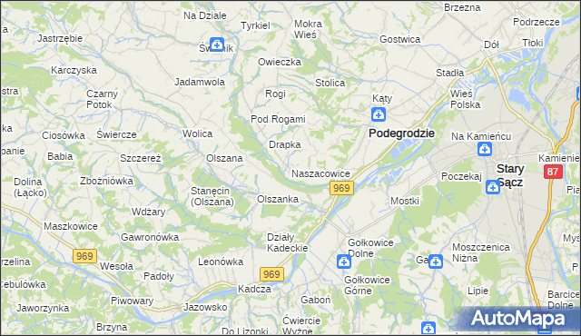 mapa Naszacowice, Naszacowice na mapie Targeo