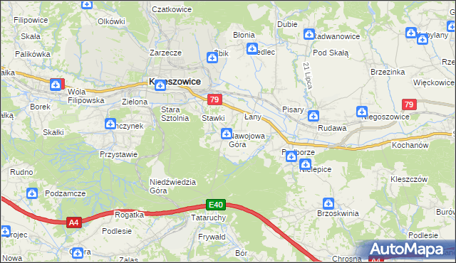 mapa Nawojowa Góra, Nawojowa Góra na mapie Targeo