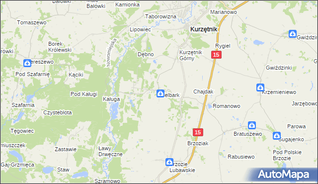 mapa Nielbark, Nielbark na mapie Targeo