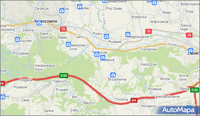 mapa Nielepice, Nielepice na mapie Targeo