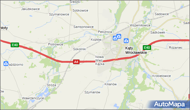 mapa Nowa Wieś Kącka, Nowa Wieś Kącka na mapie Targeo