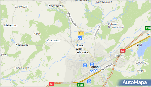 mapa Nowa Wieś Lęborska, Nowa Wieś Lęborska na mapie Targeo