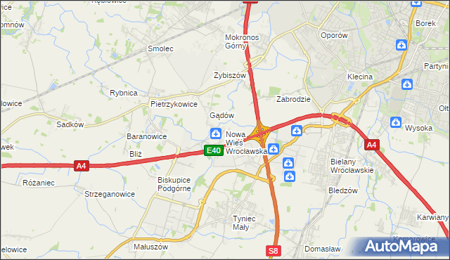 mapa Nowa Wieś Wrocławska, Nowa Wieś Wrocławska na mapie Targeo