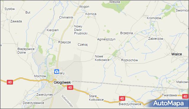 mapa Nowe Kotkowice, Nowe Kotkowice na mapie Targeo