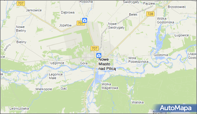 mapa Nowe Miasto nad Pilicą, Nowe Miasto nad Pilicą na mapie Targeo
