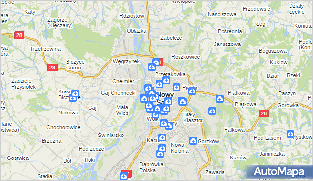mapa Nowego Sącza, Nowy Sącz na mapie Targeo