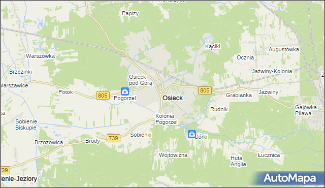 mapa Osieck, Osieck na mapie Targeo