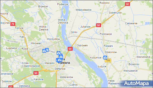 mapa Ostrówek gmina Karczew, Ostrówek gmina Karczew na mapie Targeo