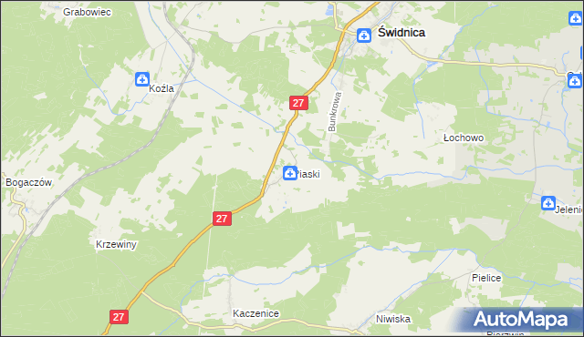 mapa Piaski gmina Świdnica, Piaski gmina Świdnica na mapie Targeo