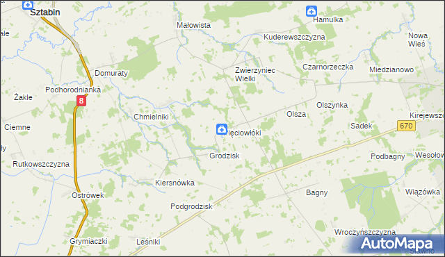 mapa Pięciowłóki, Pięciowłóki na mapie Targeo