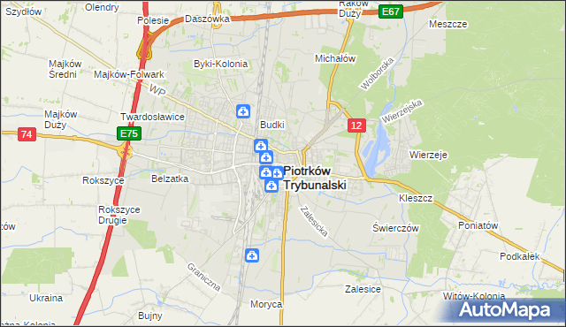 mapa Piotrków Trybunalski, Piotrków Trybunalski na mapie Targeo