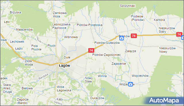 mapa Piotrów-Zagościniec, Piotrów-Zagościniec na mapie Targeo