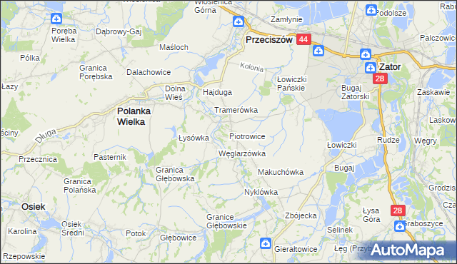 mapa Piotrowice gmina Przeciszów, Piotrowice gmina Przeciszów na mapie Targeo