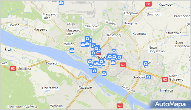 mapa Płock, Płock na mapie Targeo