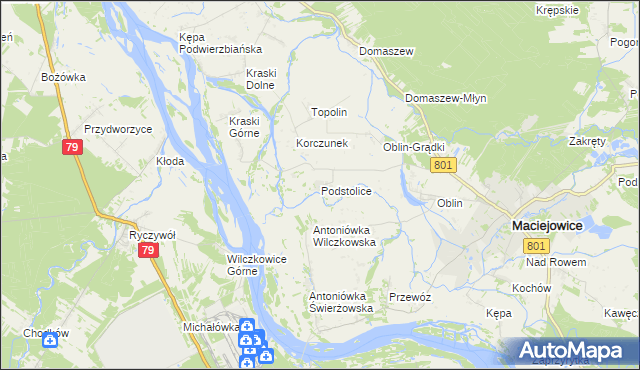 mapa Podstolice gmina Maciejowice, Podstolice gmina Maciejowice na mapie Targeo