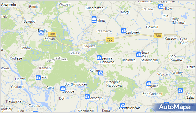 mapa Przeginia Duchowna, Przeginia Duchowna na mapie Targeo
