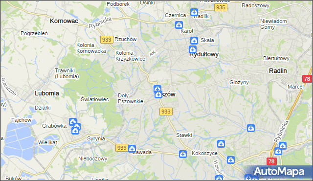 mapa Pszów, Pszów na mapie Targeo