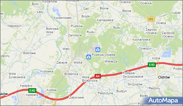 mapa Pustków-Osiedle, Pustków-Osiedle na mapie Targeo