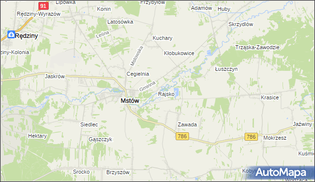 mapa Rajsko gmina Mstów, Rajsko gmina Mstów na mapie Targeo
