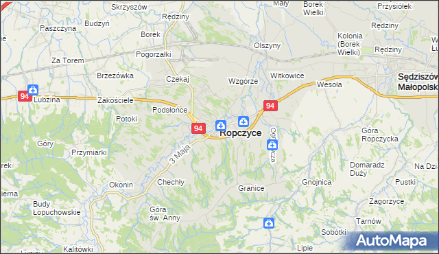 mapa Ropczyce, Ropczyce na mapie Targeo