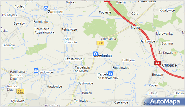 mapa Roźwienica, Roźwienica na mapie Targeo