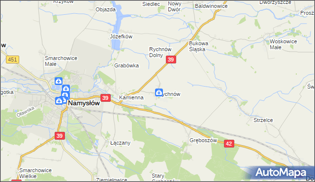 mapa Rychnów gmina Namysłów, Rychnów gmina Namysłów na mapie Targeo