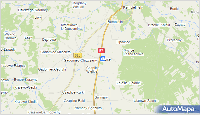 mapa Rycice, Rycice na mapie Targeo