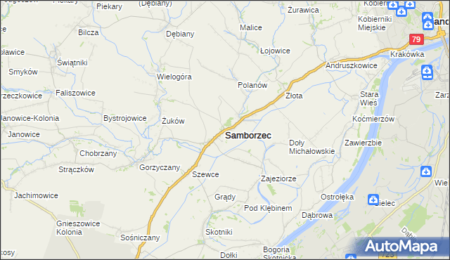 mapa Samborzec, Samborzec na mapie Targeo