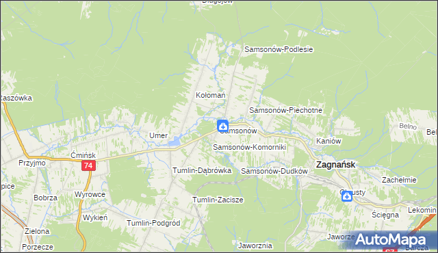 mapa Samsonów, Samsonów na mapie Targeo