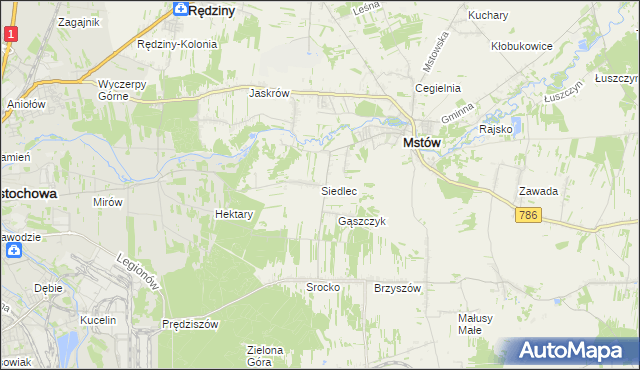 mapa Siedlec gmina Mstów, Siedlec gmina Mstów na mapie Targeo