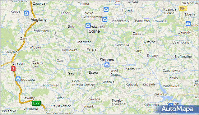 mapa Siepraw, Siepraw na mapie Targeo