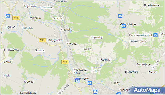 mapa Skałka gmina Włodowice, Skałka gmina Włodowice na mapie Targeo