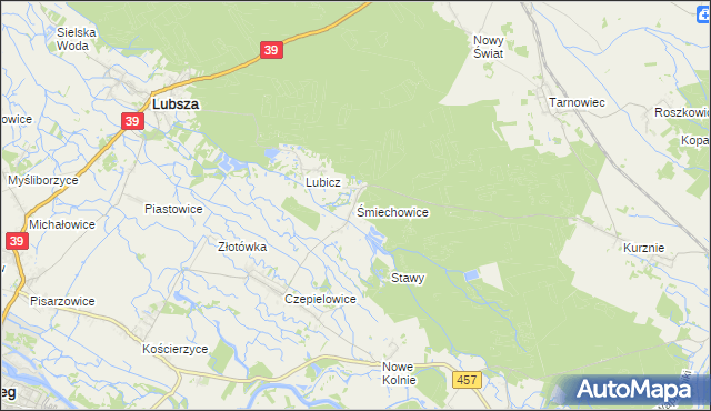 mapa Śmiechowice gmina Lubsza, Śmiechowice gmina Lubsza na mapie Targeo