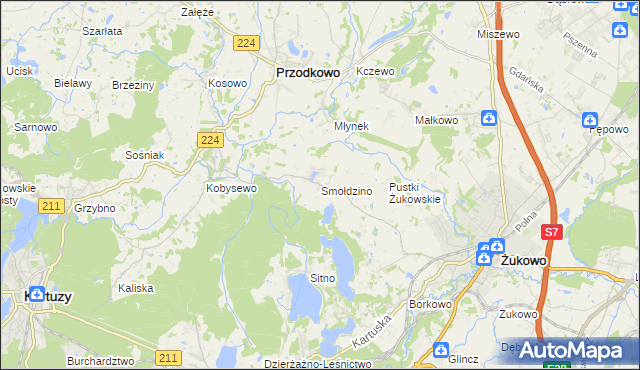 mapa Smołdzino gmina Przodkowo, Smołdzino gmina Przodkowo na mapie Targeo