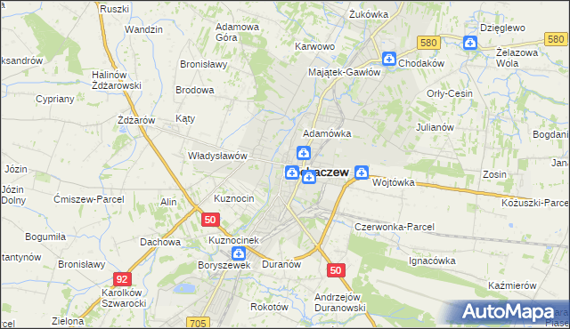 mapa Sochaczew, Sochaczew na mapie Targeo
