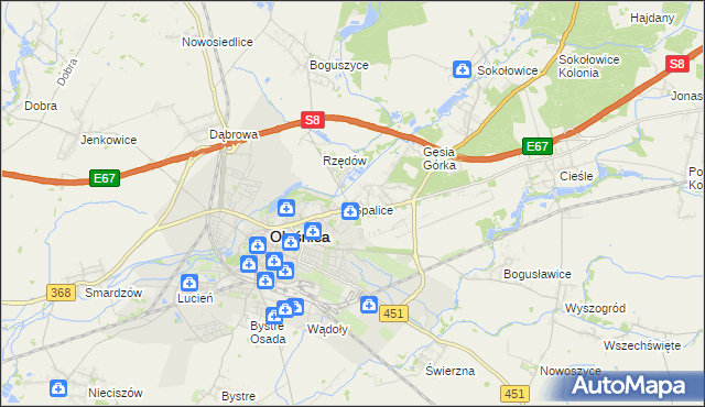 mapa Spalice, Spalice na mapie Targeo